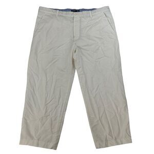 IZOD Men’s White Flat Front Straight Chino Pants 42x30 (44x27.5) Stretch Cotton